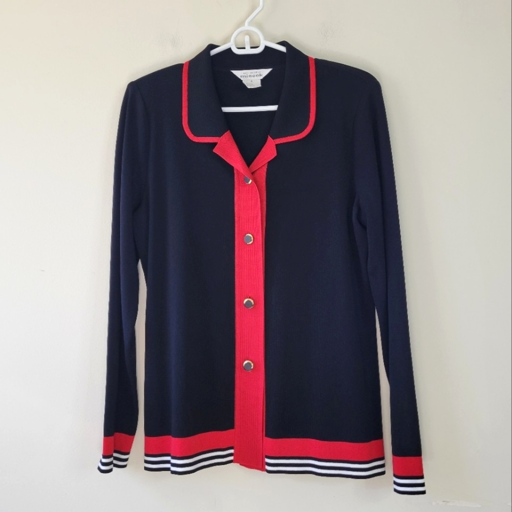 Misook Cotrast Trim Button Front Top Cardigan Jac… - image 1